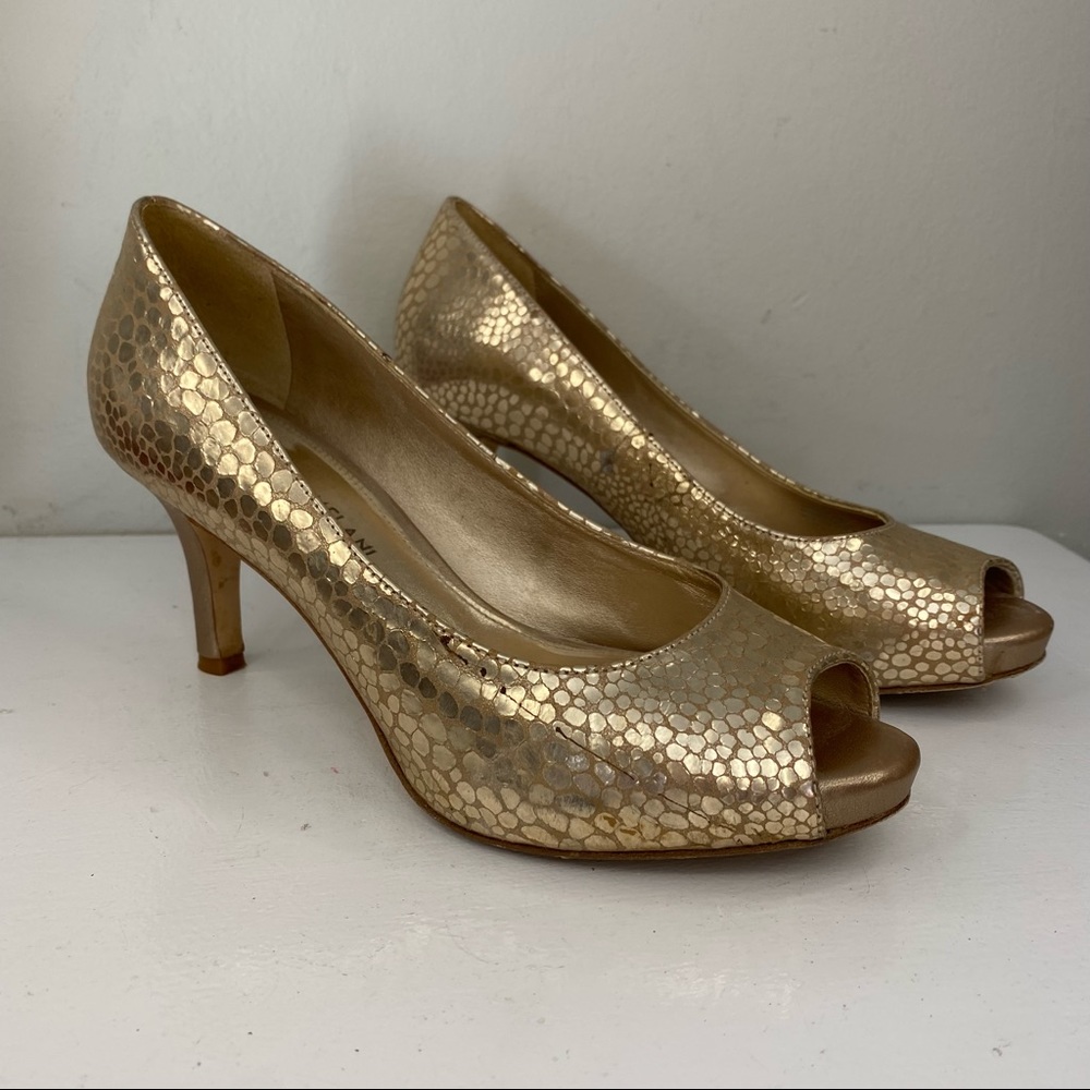 ANTONIO MELANI Gold Peep Toe Heels